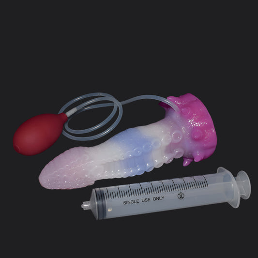 Kraken ejaculating Tentacle Dildo -- Fairy Floss colourway -- platinum silicone -- Dragon Dildo®