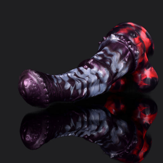 Nykur monster dildo -- Dark Ice colourway -- platinum silicone -- Dragon Dildo®