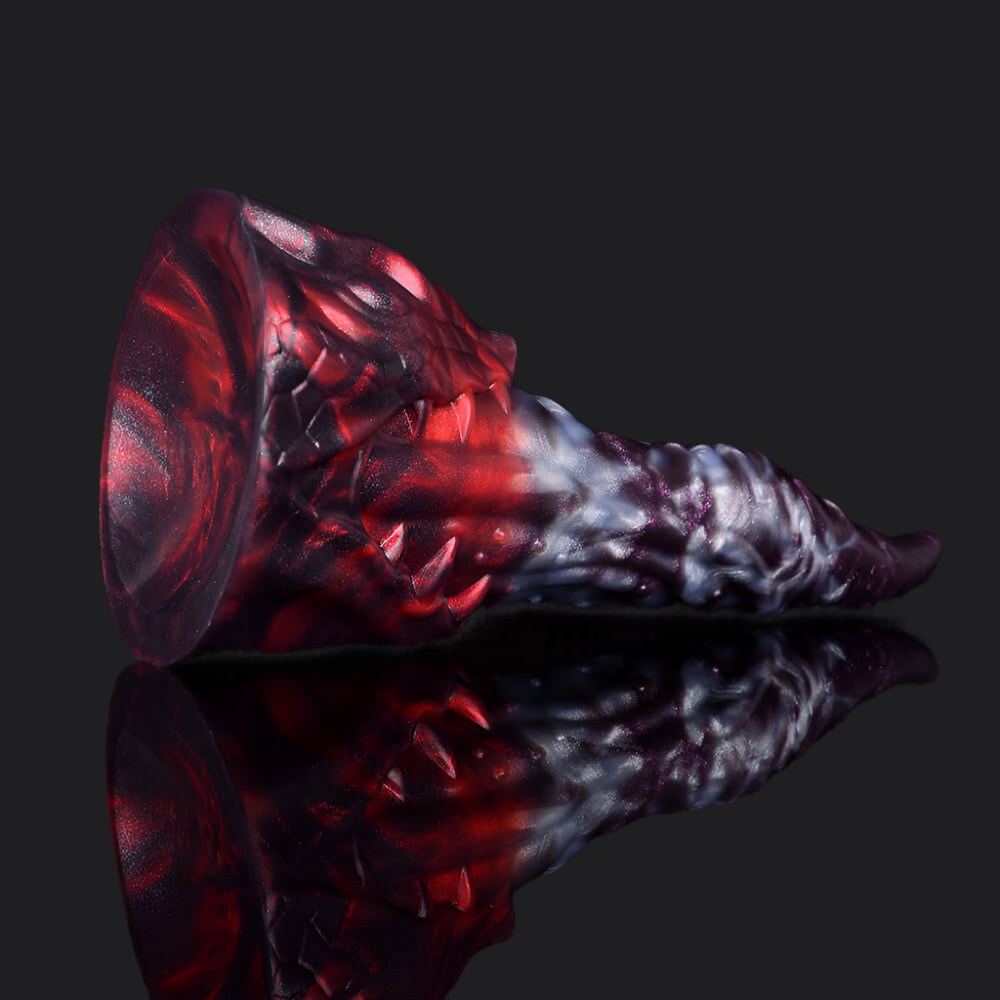 Markupo dildo -- Dark Ice Monster colourway -- platinum silicone -- Dragon Dildo®