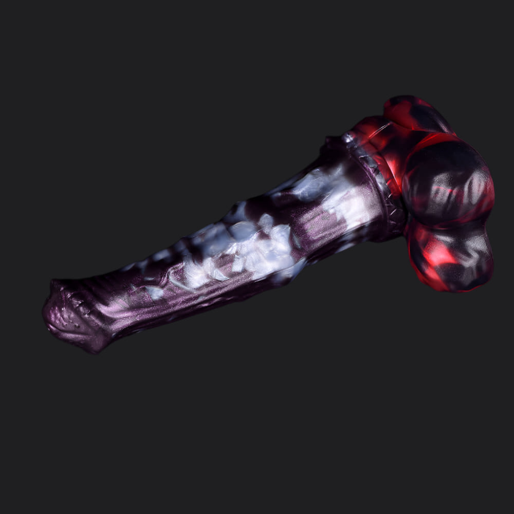 Nykur monster dildo -- Dark Ice colourway -- platinum silicone -- Dragon Dildo®