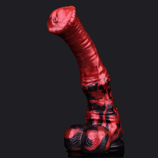 Ceffyl Dŵr horse dildo -- Blaze colourway -- platinum silicone -- Dragon Dildo®