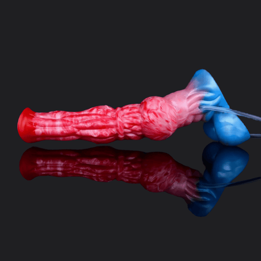 Zenyetta ejaculating inflatable dildo -- Frostbite colourway -- platinum silicone -- Dragon Dildo®