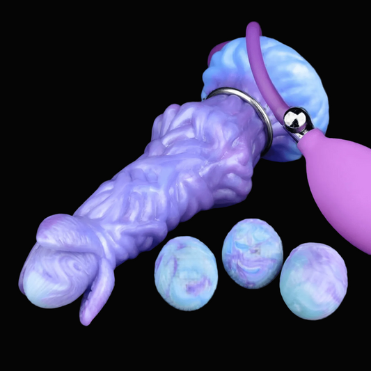 Erebos ovipositor alien dildo -- Celestial Frost colourway -- platinum silicone -- Dragon Dildo®