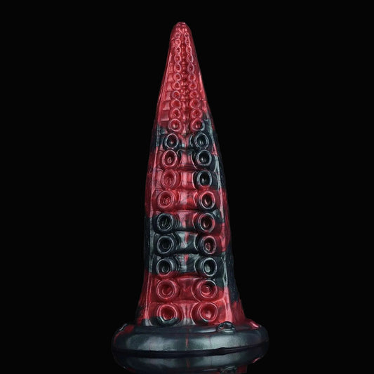 Octopus Tentacle Dildo -- Crimson Chaos colourway -- platinum silicone -- Dragon Dildo®