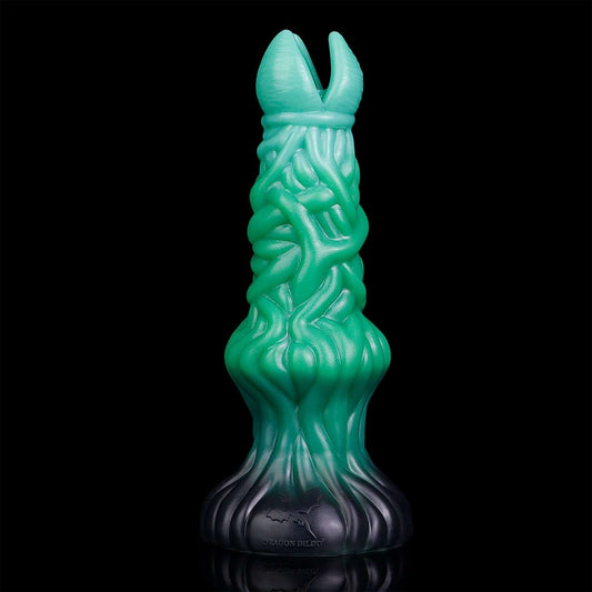 Jorogumo ovipositor -- Verdantclaw colourway -- platinum silicone -- Dragon Dildo®