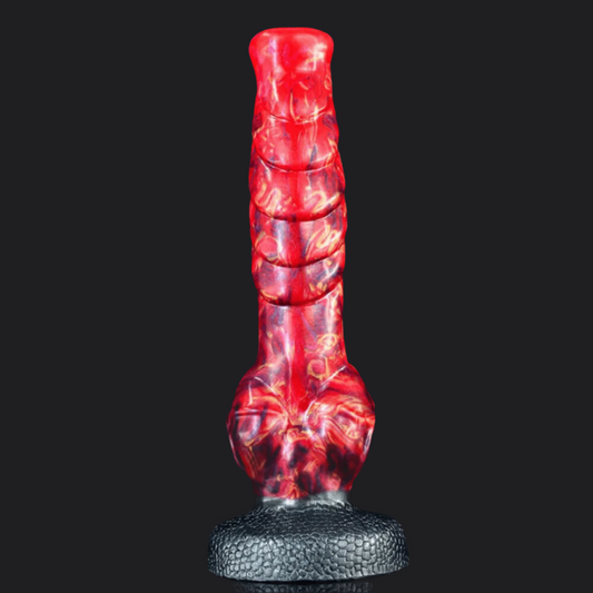 Darksmoke dragon dildo -- Fire colourway -- platinum silicone -- Dragon Dildo®