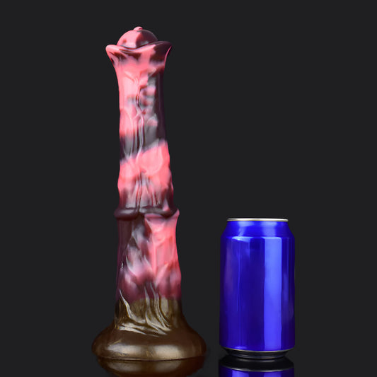 Native Dancer horse dildo -- Neapolitan colourway -- platinum silicone -- Dragon Dildo®