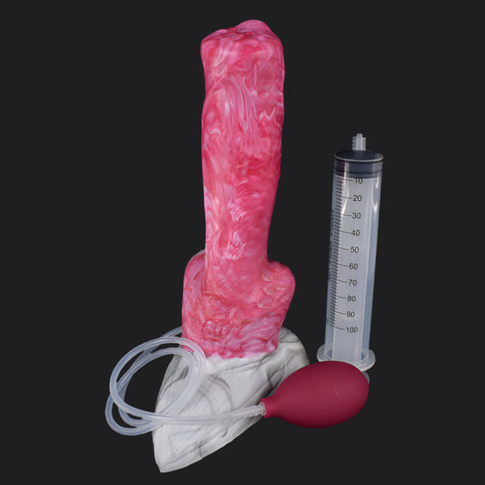 Hell Hound ejaculating dildo -- Wraith colourway -- platinum silicone -- Dragon Dildo®