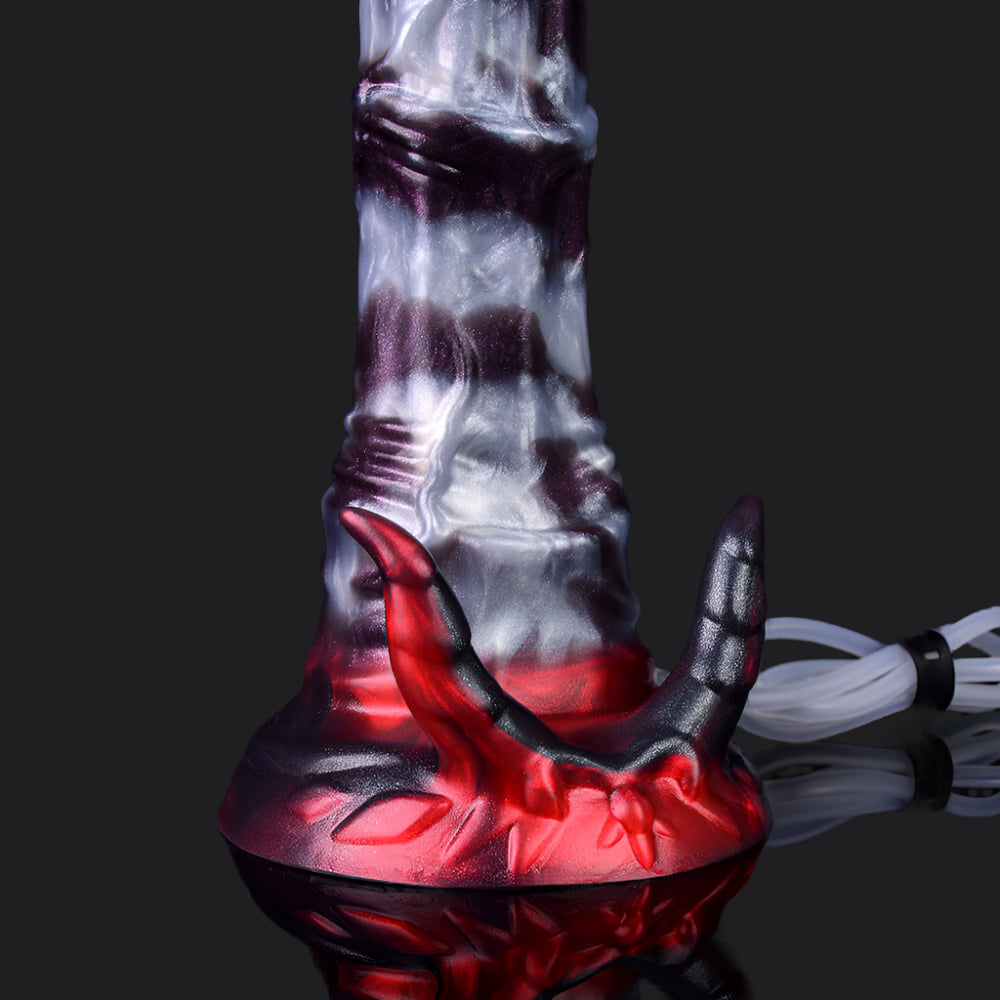 Abada ejaculating dildo -- Dark Ice Monster colourway -- platinum silicone -- Dragon Dildo®