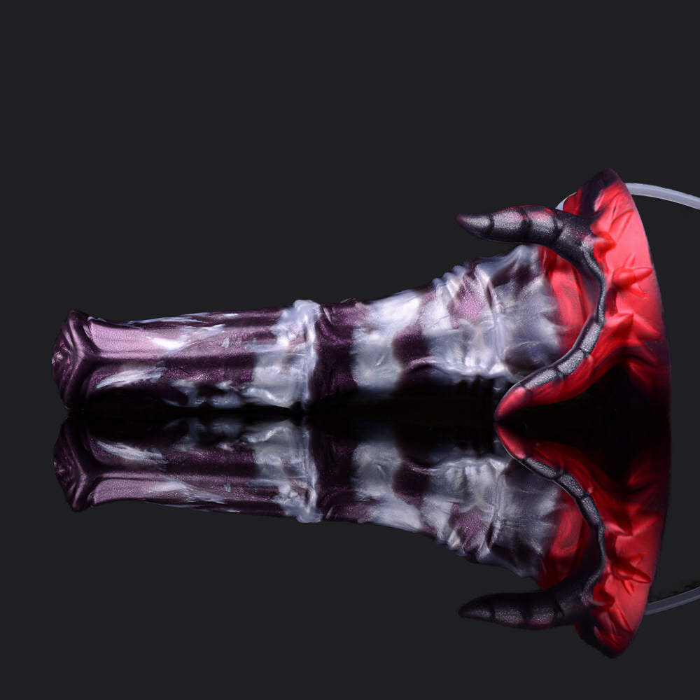 Abada ejaculating dildo -- Dark Ice Monster colourway -- platinum silicone -- Dragon Dildo®