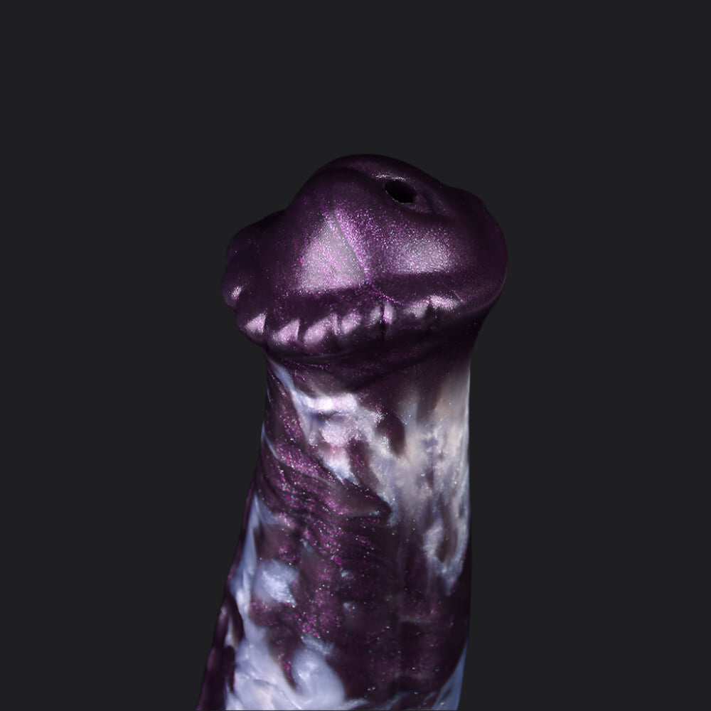 Hrímfaxi ejaculating dildo -- Dark Ice Monster colourway -- platinum silicone -- Dragon Dildo®