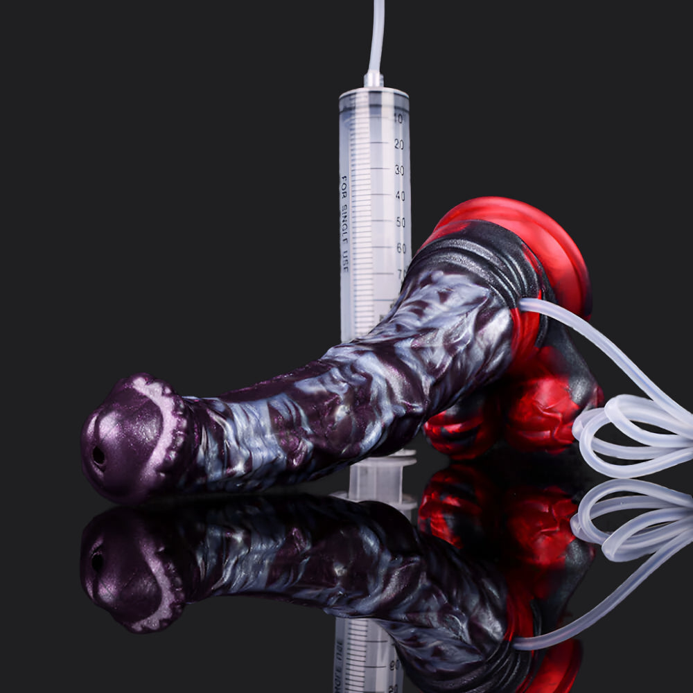 Hrímfaxi ejaculating dildo -- Dark Ice Monster colourway -- platinum silicone -- Dragon Dildo®