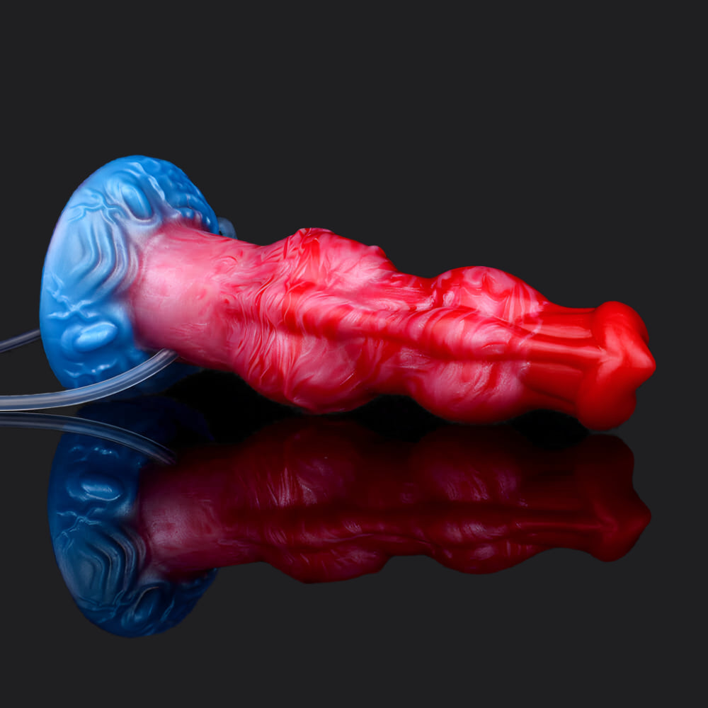 Bunyip ejaculating inflatable dildo medium -- Frostbite colourway -- platinum silicone -- Dragon Dildo®