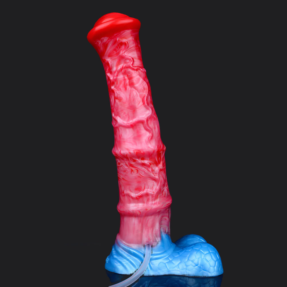 Eclipse ejaculating inflatable dildo -- Frostbite colourway -- platinum silicone -- Dragon Dildo®