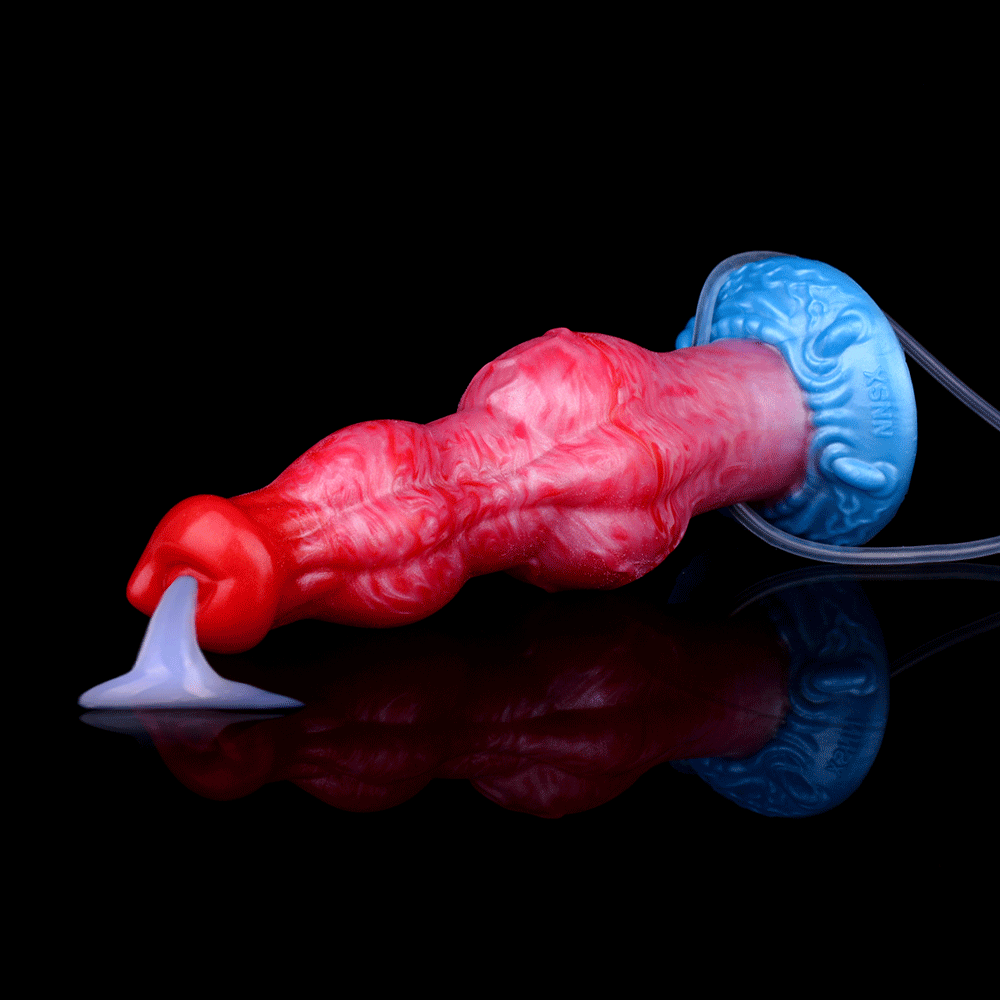 Bunyip ejaculating inflatable dildo small -- Frostbite colourway -- platinum silicone -- Dragon Dildo®