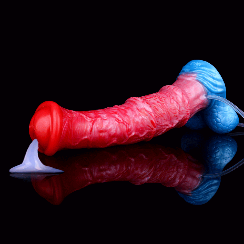 Eclipse ejaculating inflatable dildo -- Frostbite colourway -- platinum silicone -- Dragon Dildo®