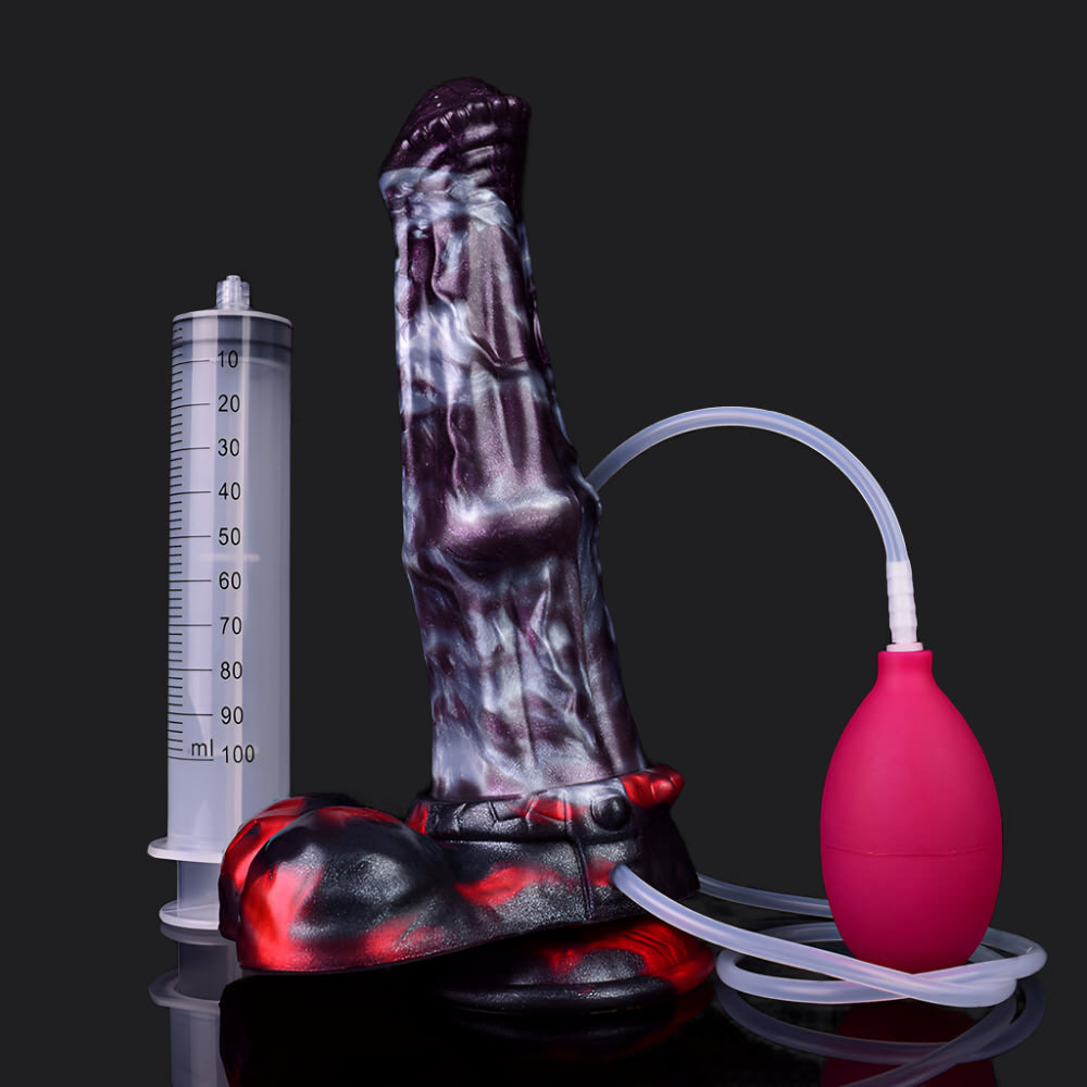 Nykur ejaculating dildo -- Dark Ice Monster colourway -- platinum silicone -- Dragon Dildo®