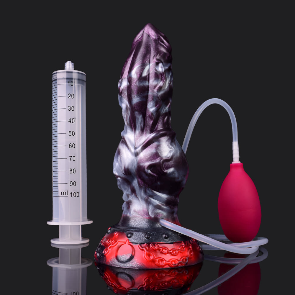 Barbegazi ejaculating dildo -- Dark Ice Monster colourway -- platinum silicone -- Dragon Dildo®