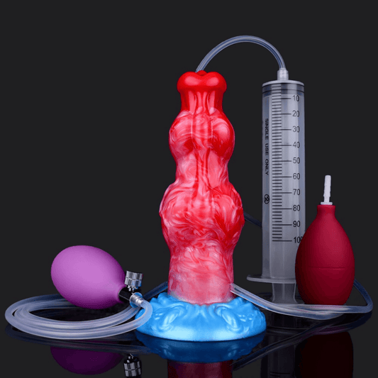 Bunyip ejaculating inflatable dildo medium -- Frostbite colourway -- platinum silicone -- Dragon Dildo®