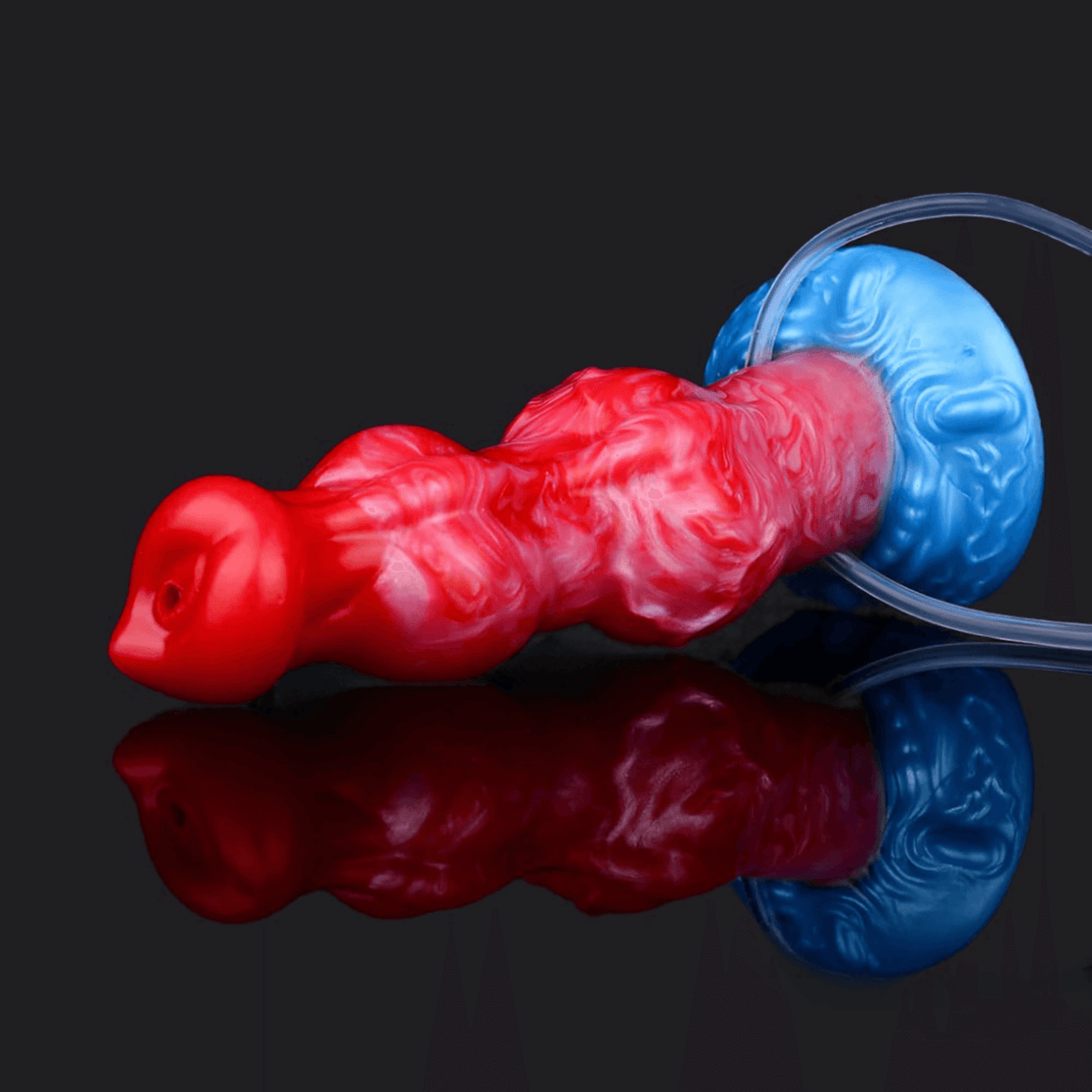 Bunyip ejaculating inflatable dildo medium -- Frostbite colourway -- platinum silicone -- Dragon Dildo®
