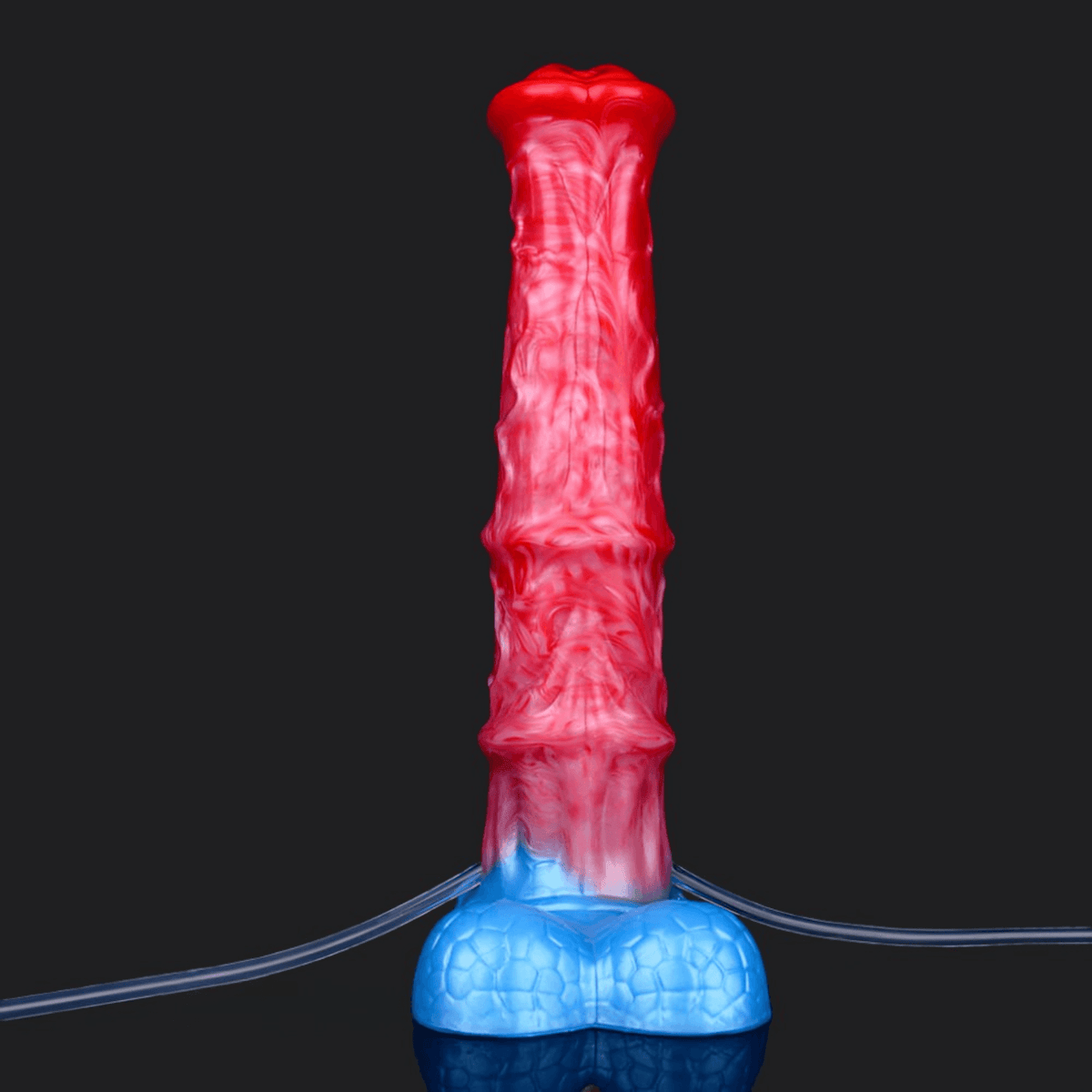 Eclipse ejaculating inflatable dildo -- Frostbite colourway -- platinum silicone -- Dragon Dildo®