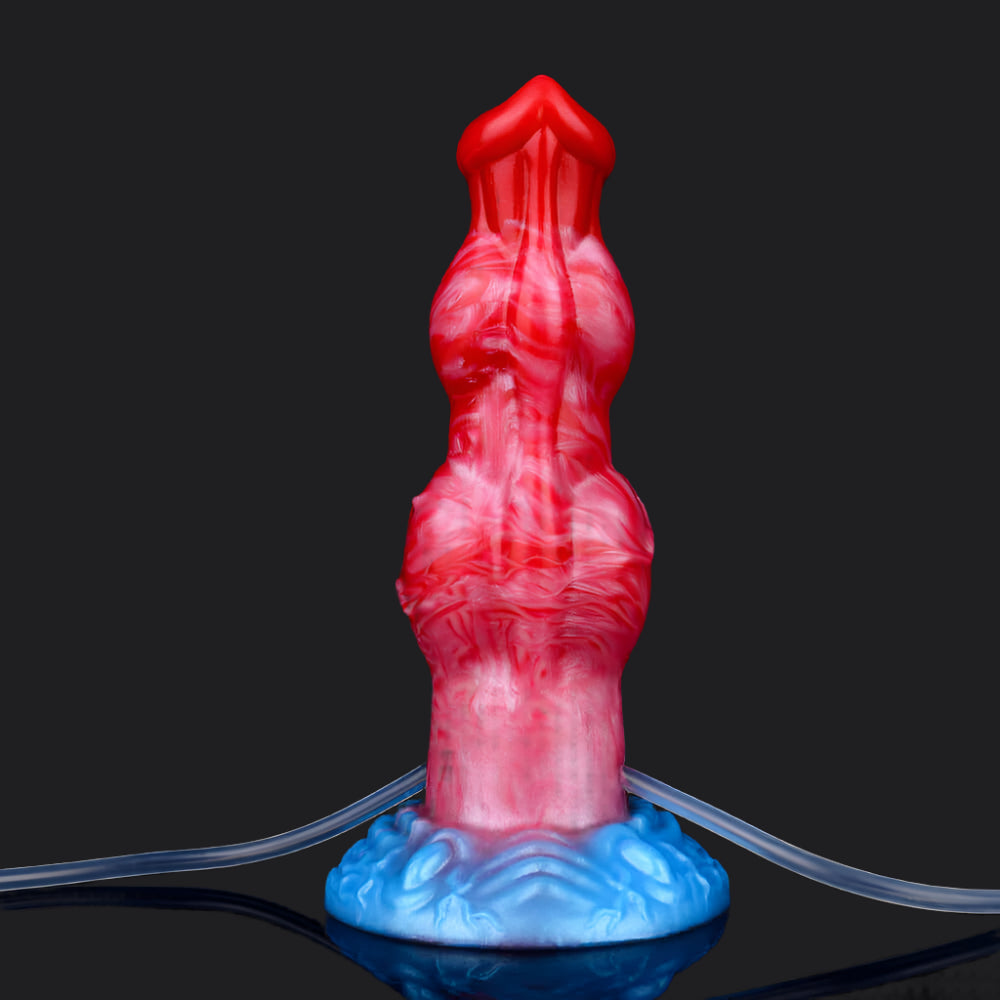 Bunyip ejaculating inflatable dildo medium -- Frostbite colourway -- platinum silicone -- Dragon Dildo®