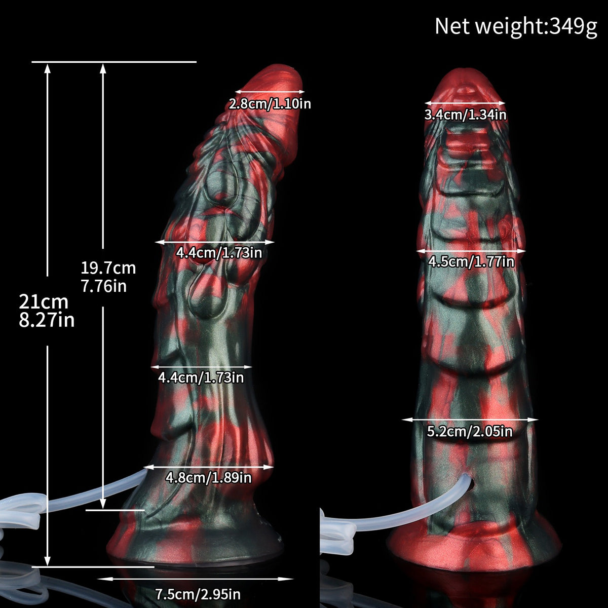 Black Dragon ejaculating dildo - Crimson Chaos colourway - platinum silicone - Dragon Dildo®