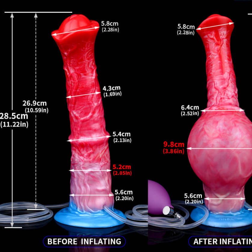 Native ejaculating inflatable Dancer- dildo -- Frostbite colourway -- platinum silicone -- Dragon Dildo®