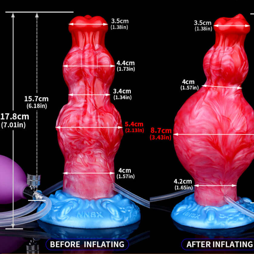 Bunyip ejaculating inflatable dildo small -- Frostbite colourway -- platinum silicone -- Dragon Dildo®
