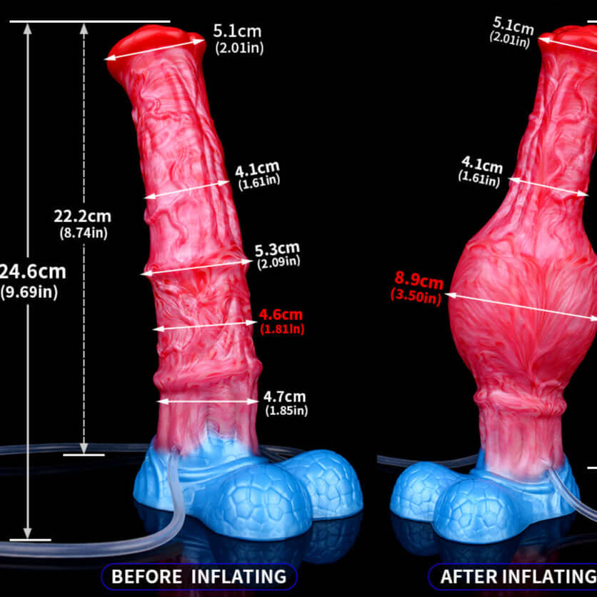 Eclipse ejaculating inflatable dildo -- Frostbite colourway -- platinum silicone -- Dragon Dildo®