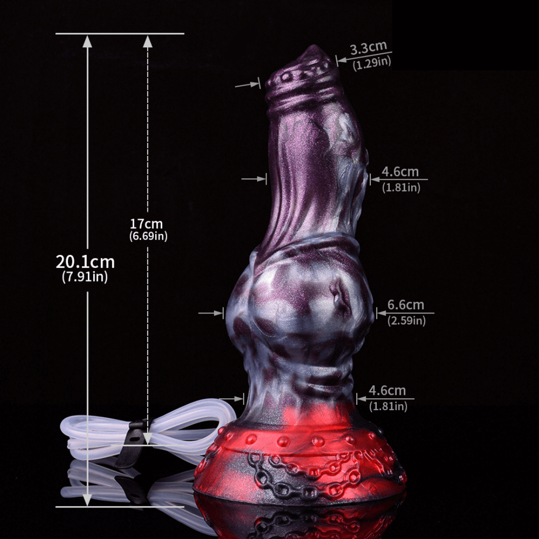 Barbegazi ejaculating dildo -- Dark Ice Monster colourway -- platinum silicone -- Dragon Dildo®