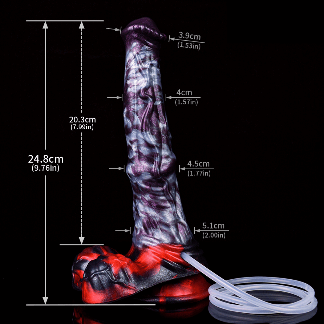 Hrímfaxi ejaculating dildo -- Dark Ice Monster colourway -- platinum silicone -- Dragon Dildo®