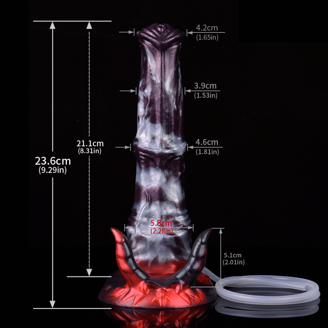 Abada ejaculating dildo -- Dark Ice Monster colourway -- platinum silicone -- Dragon Dildo®