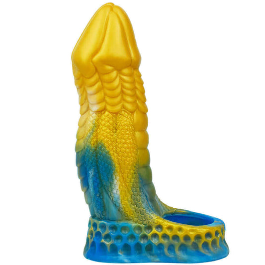 Dragon Slayer Penis Extender Sleeve - Yellow & Blue