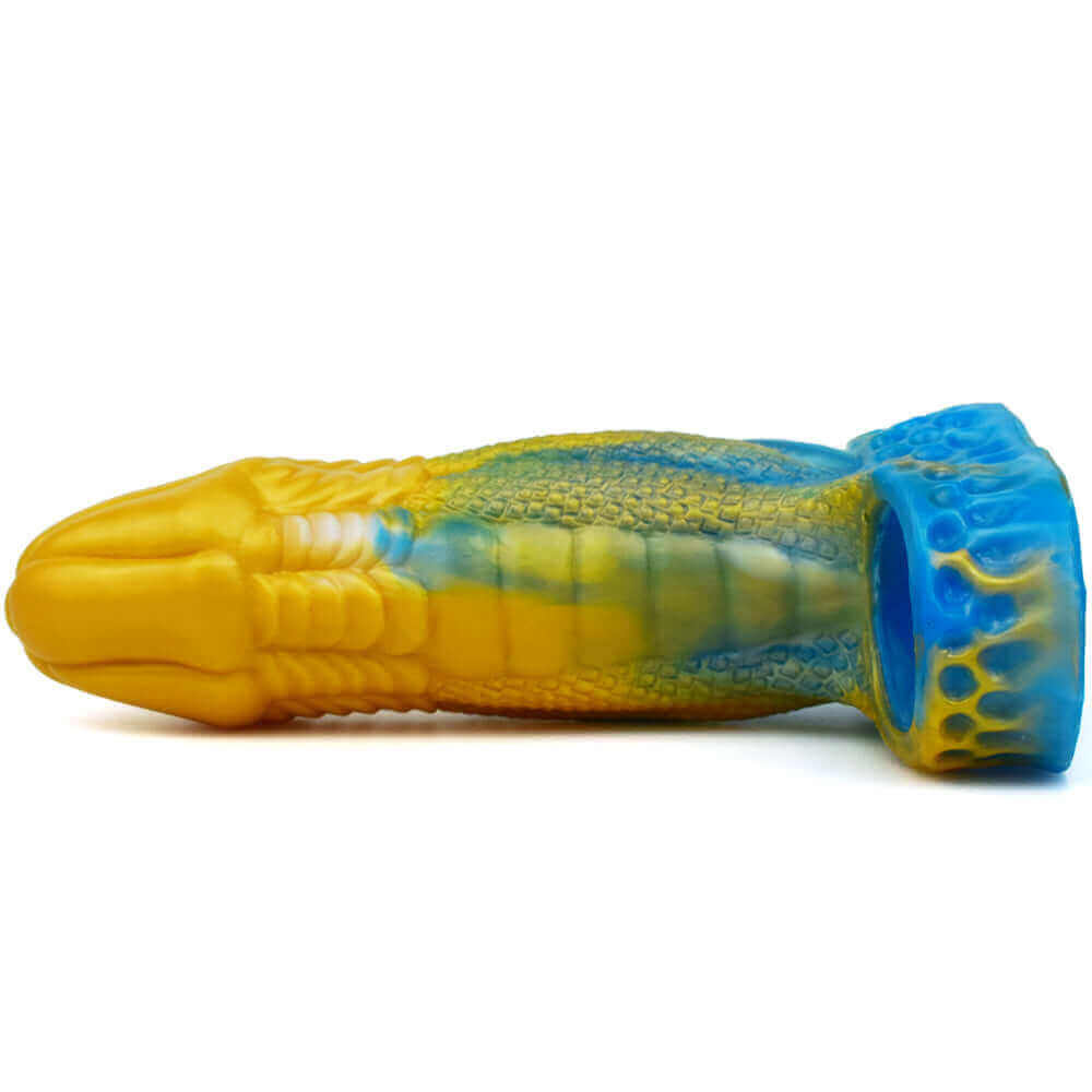 Dragon Slayer Penis Extender Sleeve - Yellow & Blue