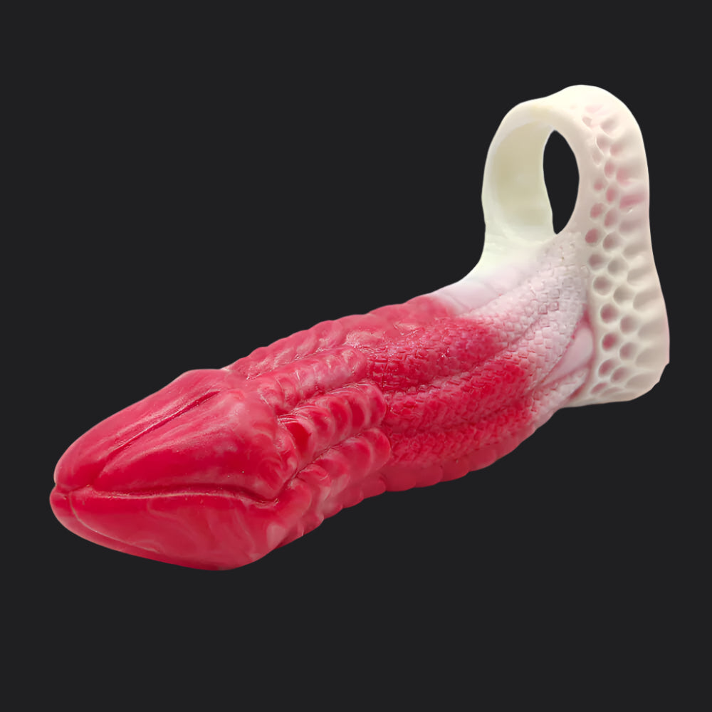 Io Dragon Penis Extender Sleeve - Red - Dragon Dildo UK